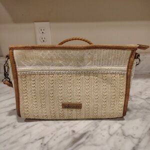 Sakroots Cream and Brown Crossbody Bag